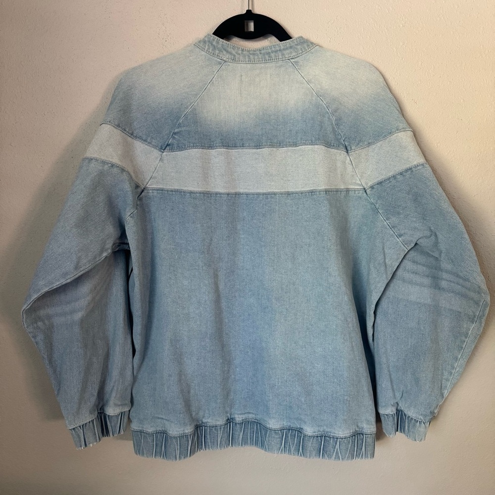 Jordache Vintage Bailee Bomber Denim Jacket Light Wash Oversized Size Large NWT - Picture 4 of 7